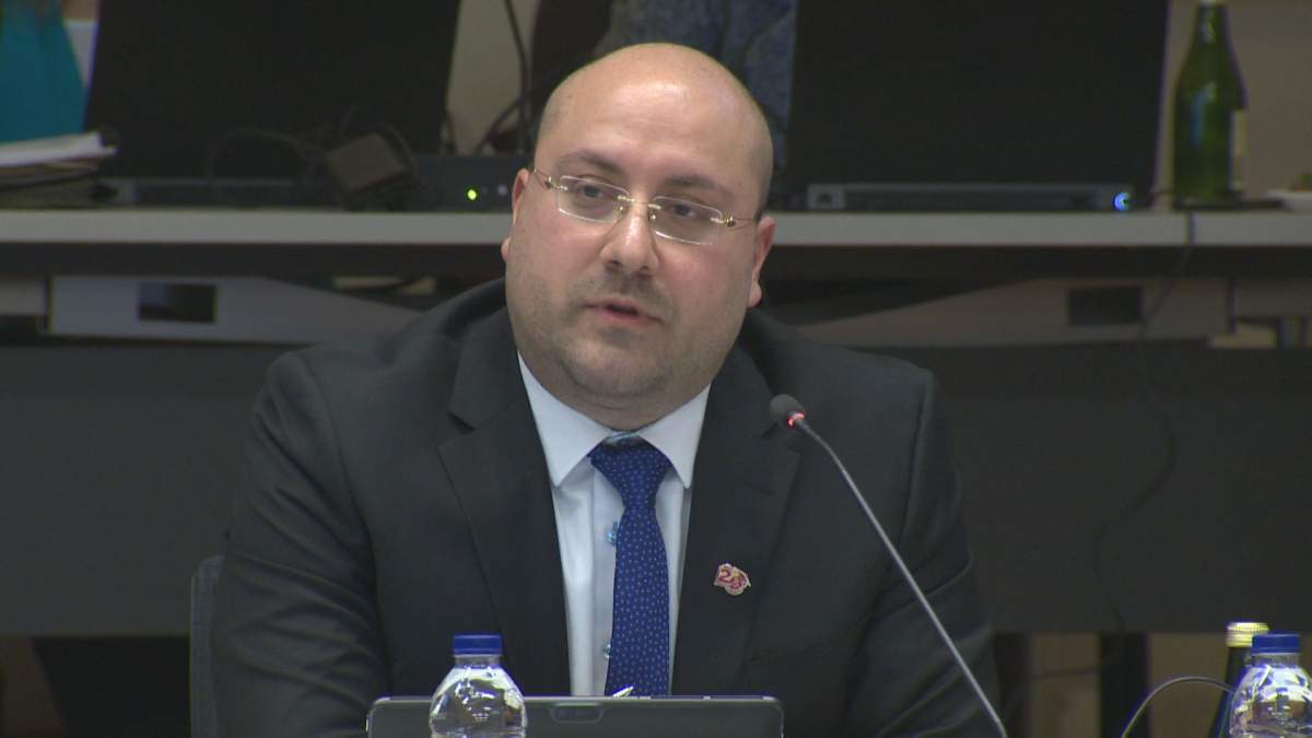 Joe Ortona speaks during an EMSB board meeting on Feb. 20, 2019.