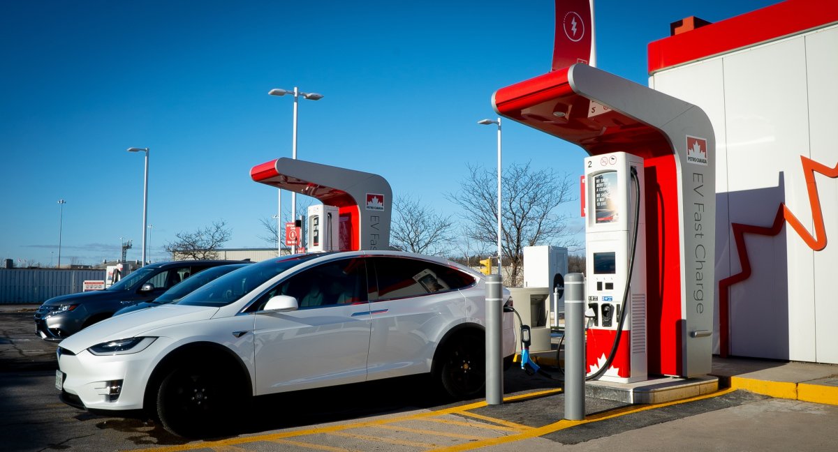 A Petro-Canada EV fast charger located in Milton, Ontario. 