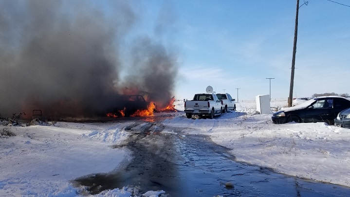 Firefighters say two people are dead following a fire that destroyed two mobile homes just west of Swift Current Wednesday afternoon.
