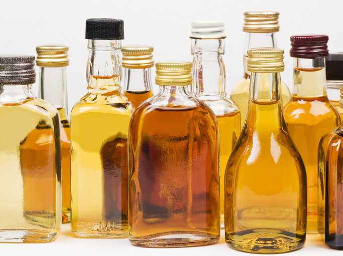 Hard liqueur alcohol bottles are shown in this file photo. 