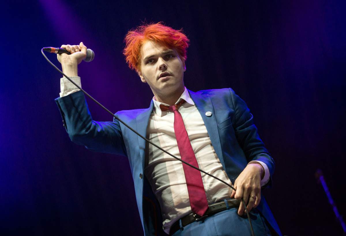 Gerard Way performs on Day 2 of the Leeds Festival at Bramham Park on August 23, 2014 in Leeds, England.