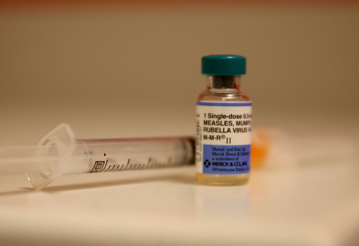 In this photo illustration, a bottle containing a measles vaccine is seen at the Miami Children's Hospital on January 28, 2015 in Miami, Florida.