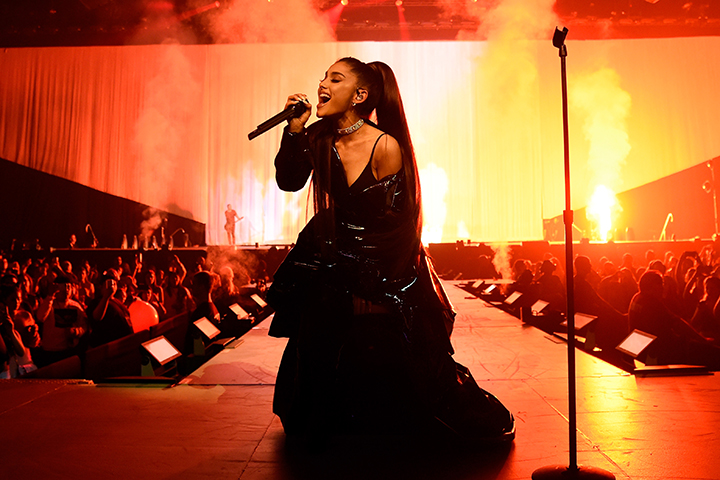 Ariana Grande performs on stage during the 'Dangerous Woman' tour opener at Talking Stick Resort Arena on Feb. 3, 2017 in Phoenix, Ariz.