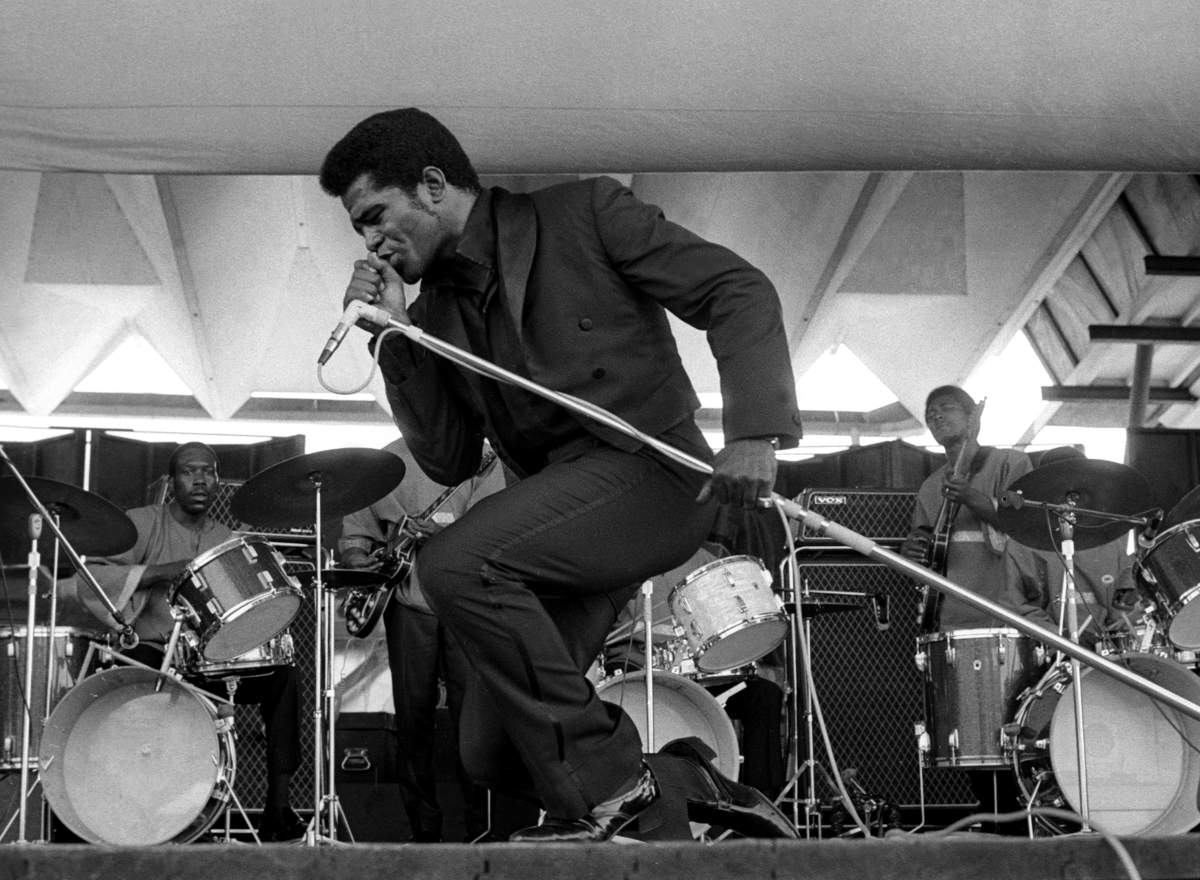 James Brown performs onstage at the Newport Jazz Festival on July 6, 1969 in Newport, R.I.