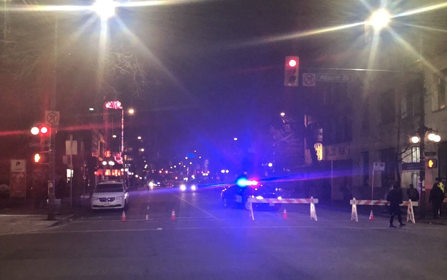 A man is dead after being struck by a transit bus in Vancouver's Downtown Eastside on Friday. 