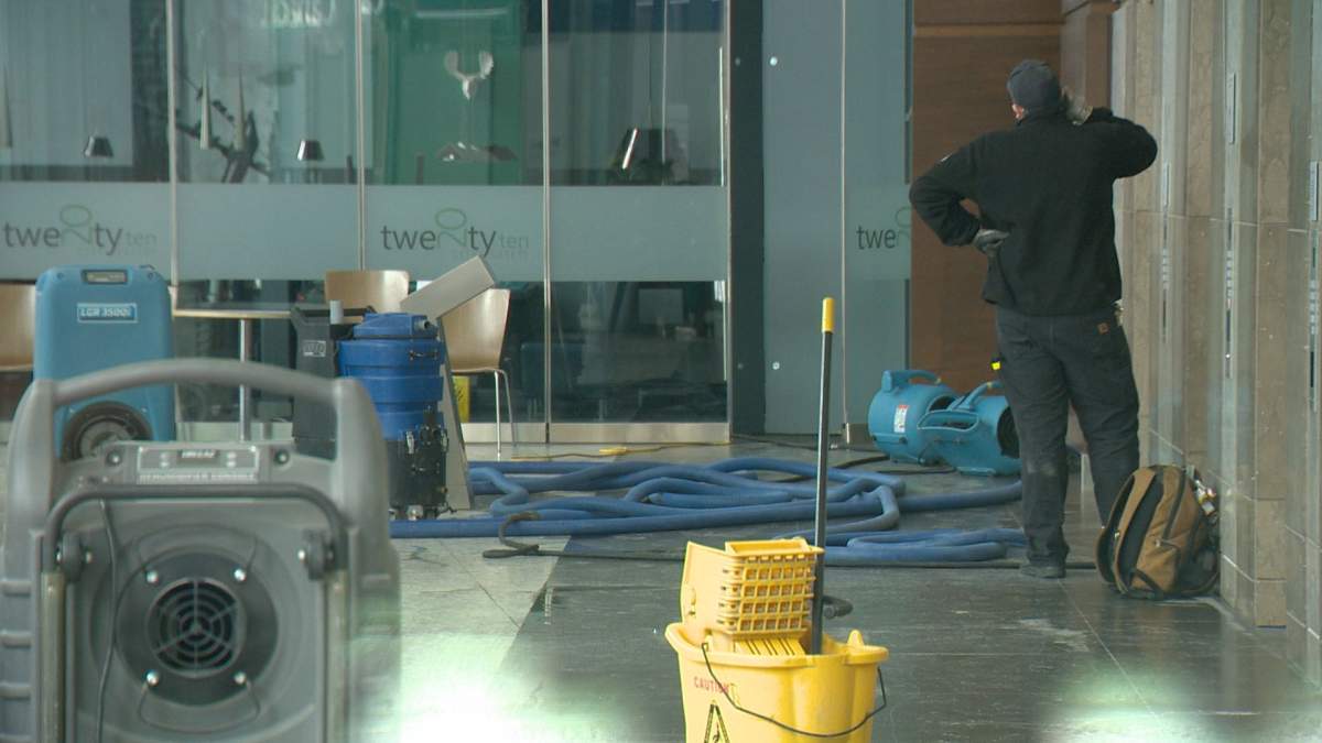 Workers spent Monday dealing with a ruptured water line at Hill tower Three.