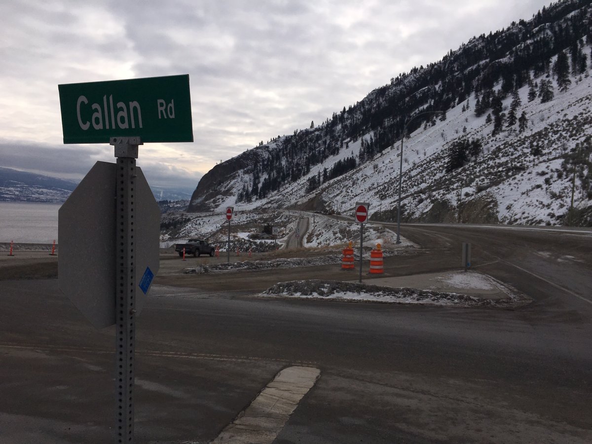 The Callan Road detour opened at 5 a.m. on Monday morning. A rockslide has closed Highway 97 north of Summerland, B.C.