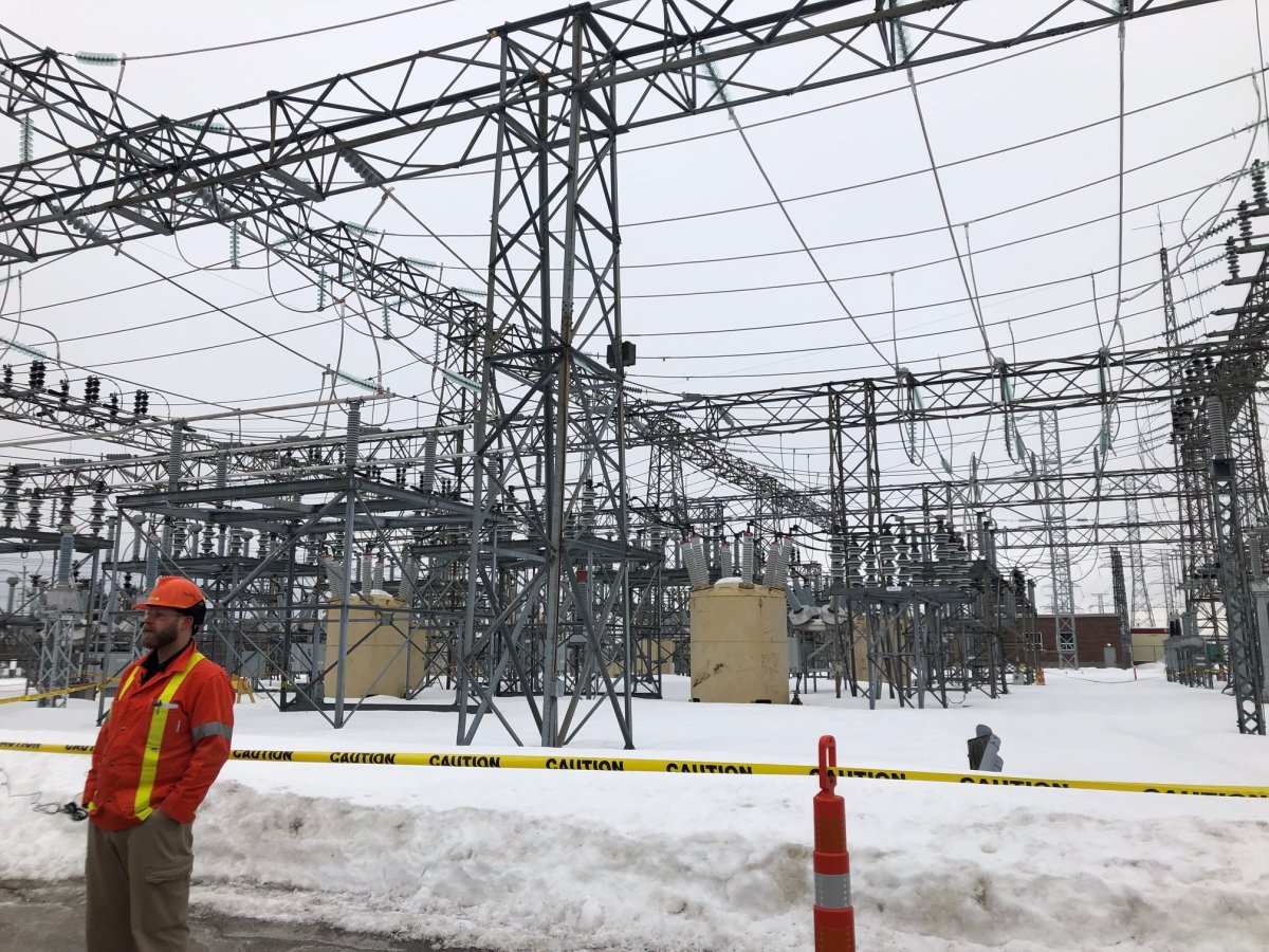 An image of the restored Merivale transmission station in Nepean, captured on Feb. 27, 2019. Hydro One spent $10 million repairing the station in Ottawa's west end after an EF-2 tornado blasted through the area in September 2018 and left it "completely destroyed.".