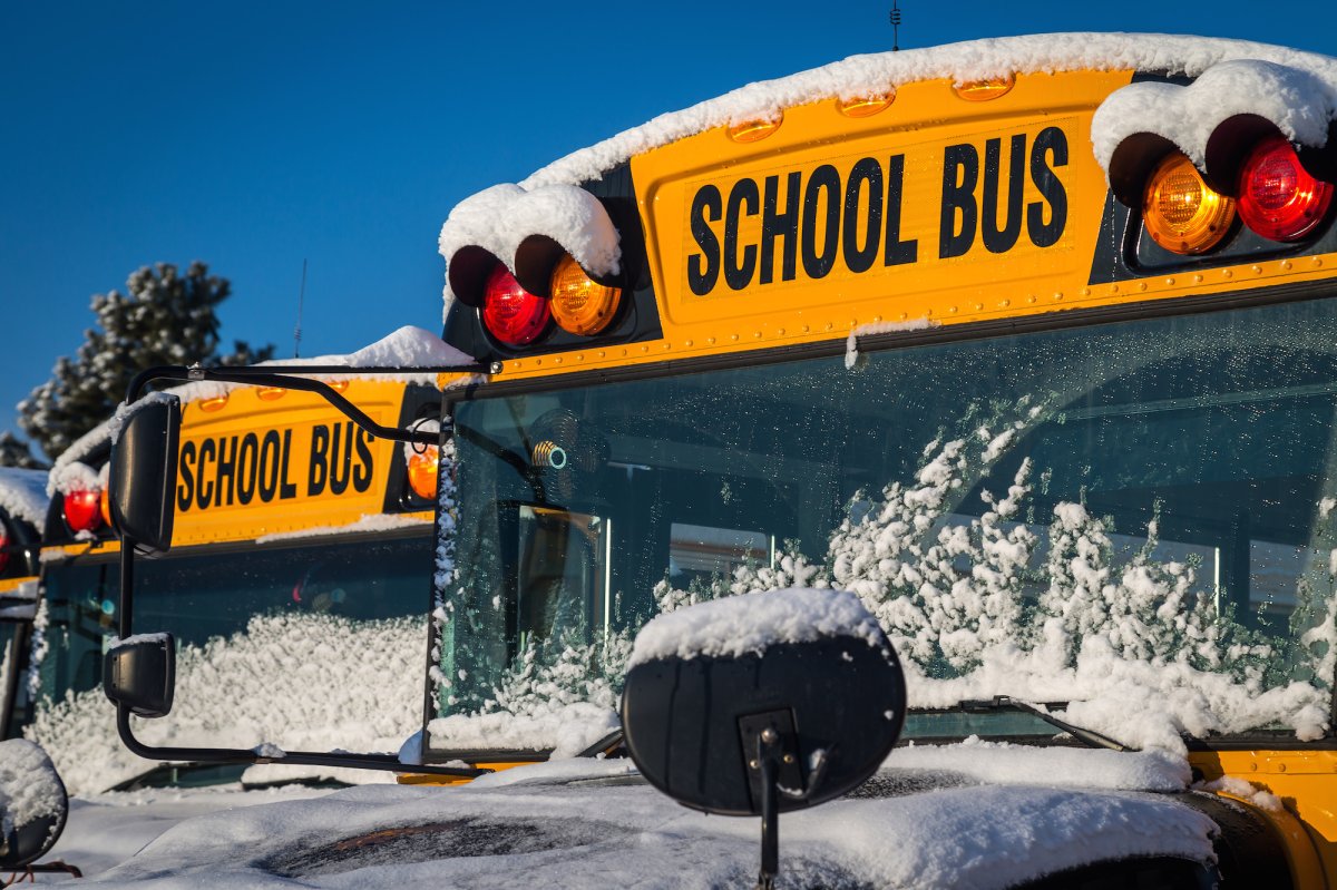 School buses have been cancelled for the day in the London region as prolonged freezing rain is expected to add an icy sheen to roads Tuesday.