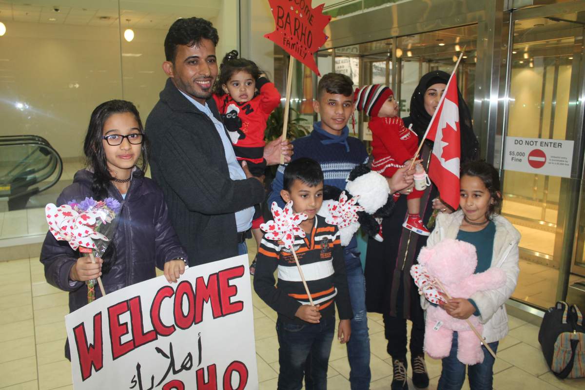 The Barho family arrives at Halifax Stanfield International Airport on Sept. 29, 2017.