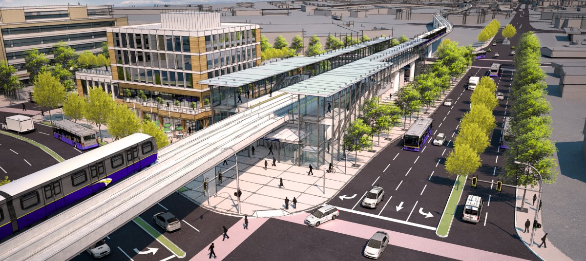 An artist's rendition of what new Surrey SkyTrain stations could look like. 