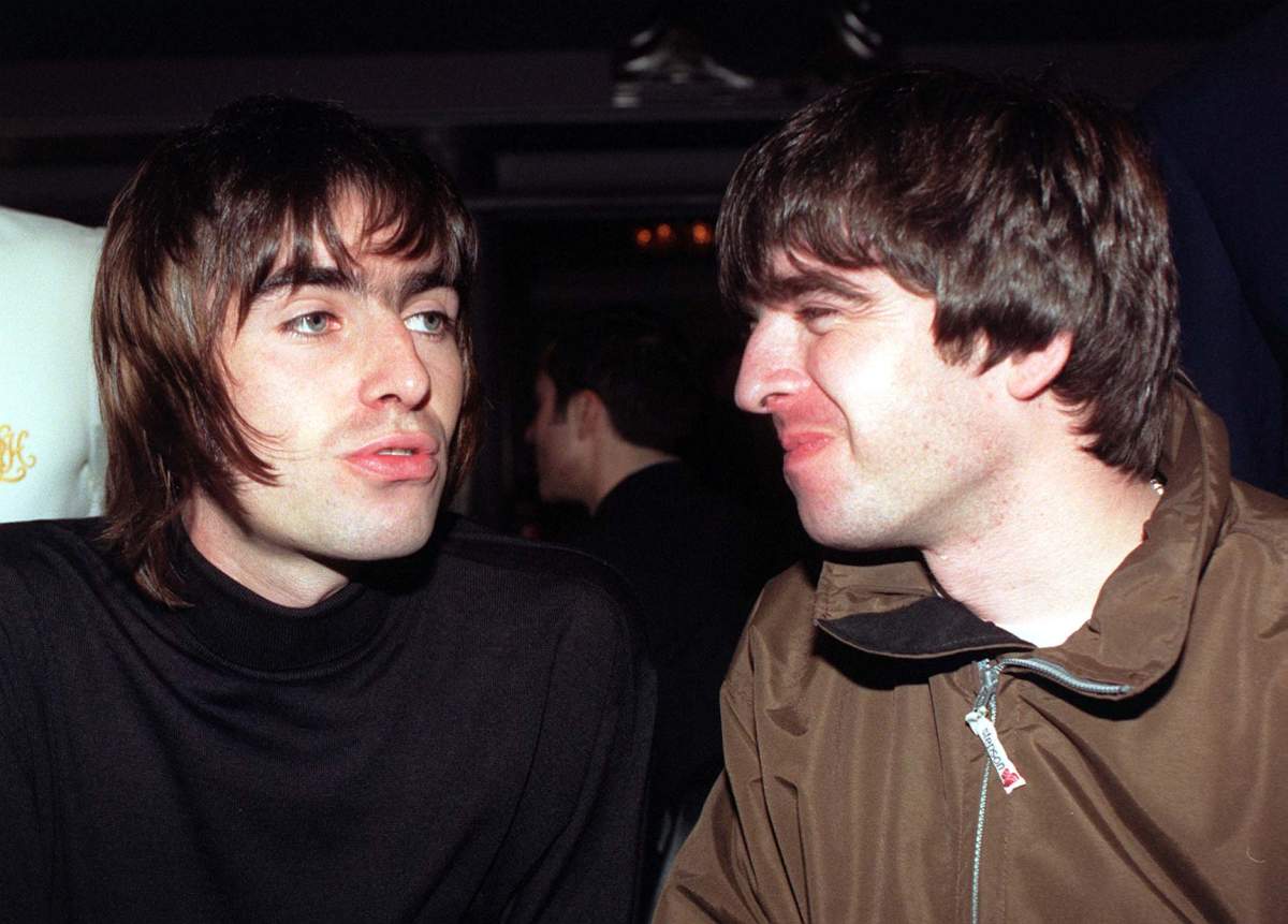 Oasis stars Liam and Noel Gallagher pictured at the Q Magazine music awards in London, England on April 30, 2003.