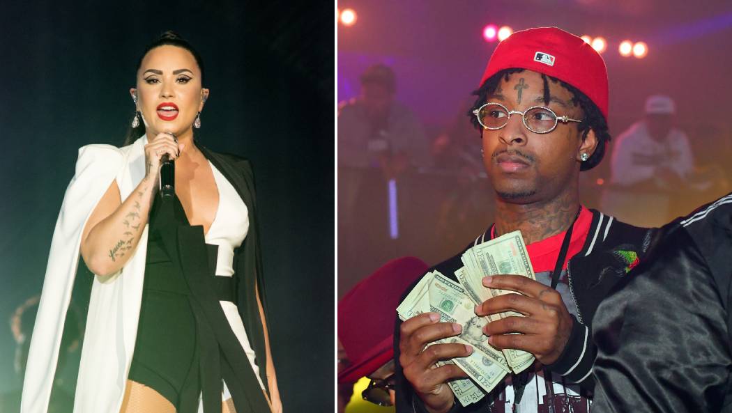 (L-R): Demi Lovato and 21 Savage.