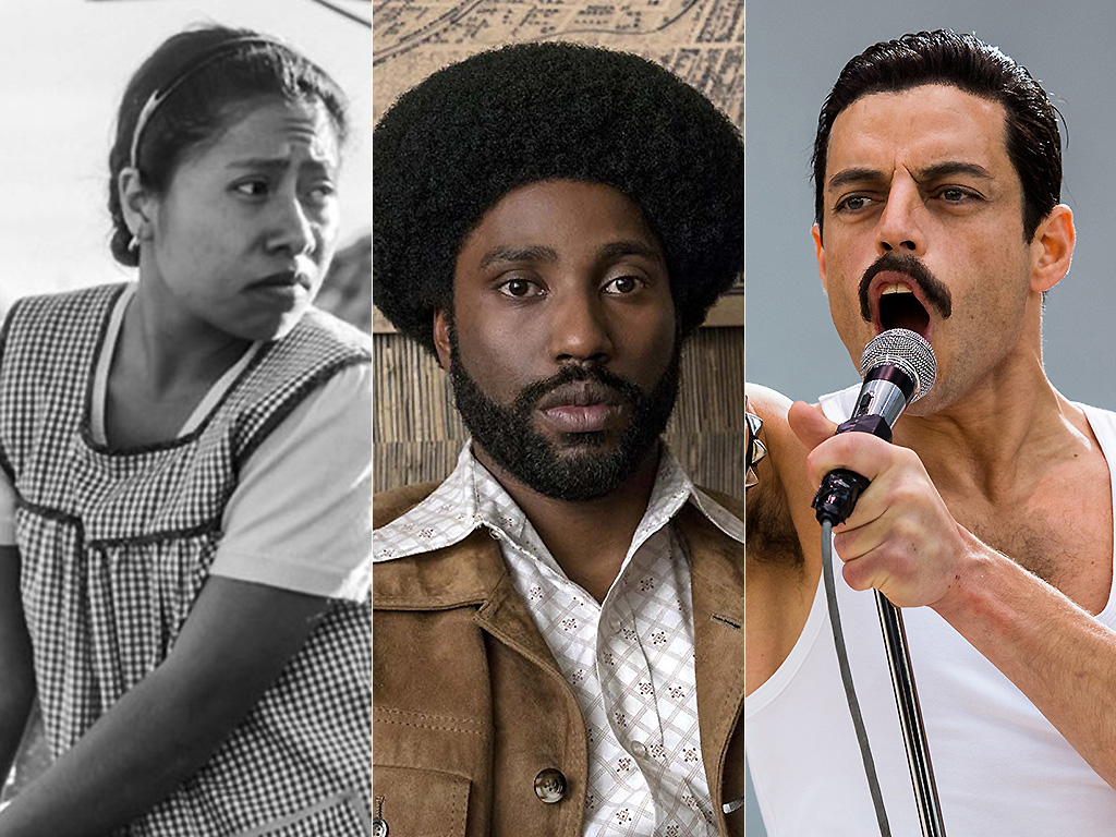 From L-R: 'Roma,' 'BlackkKlansman,' 'Bohemian Rhapsody.'.