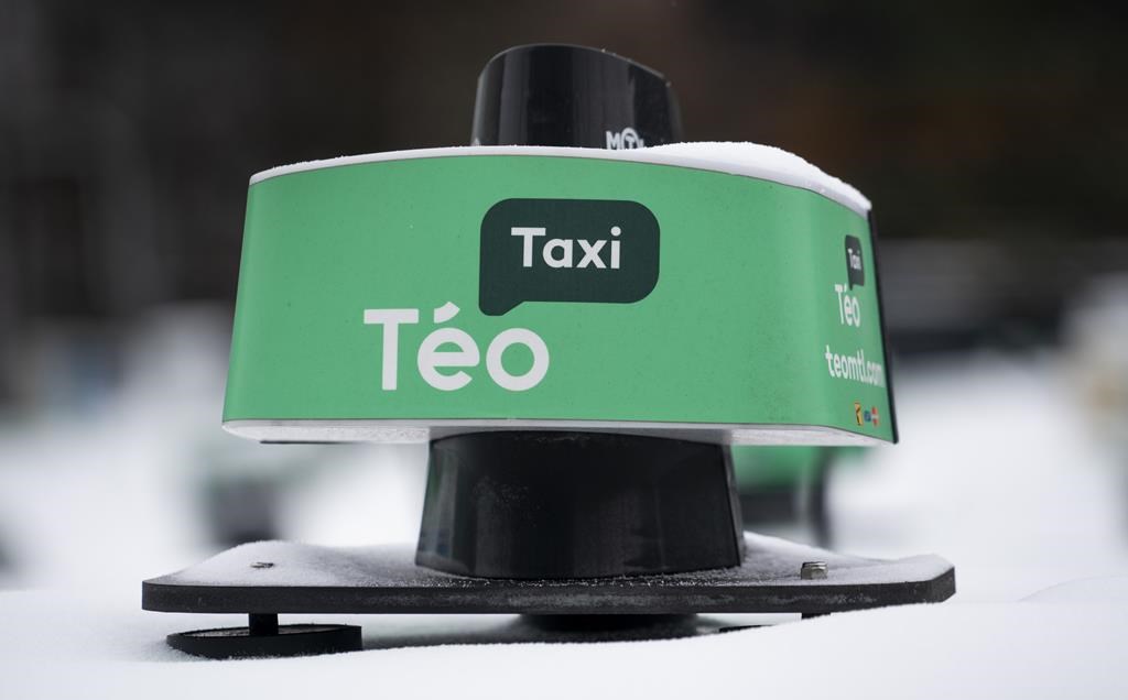 A taxi dome is seen in a Teo Taxi parking lot in Montreal on Tuesday, January 29, 2019.