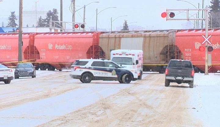 Police say there was a pedestrian collision involving a train in Saskatoon on Thursday, Feb. 28, 2019.