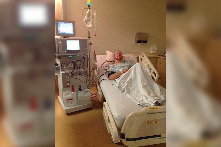 Richard Filc in the hospital in January 2013 after an overdose.