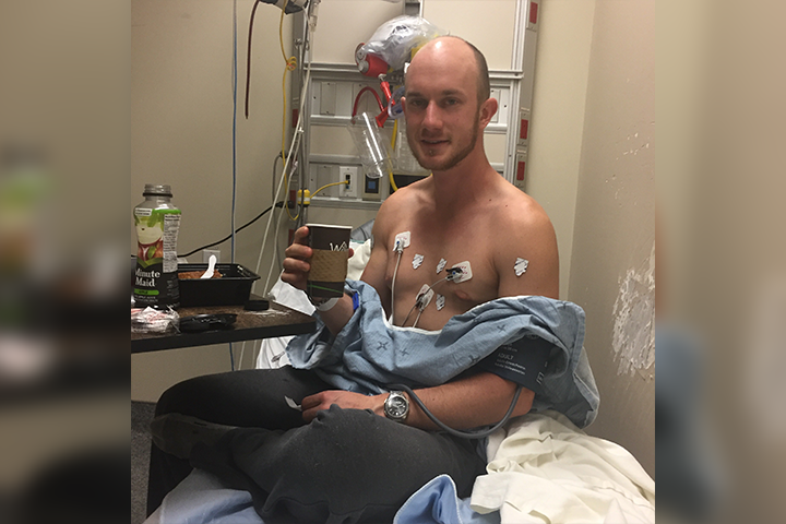 Richard Filc in the hospital after a June 2017 overdose.