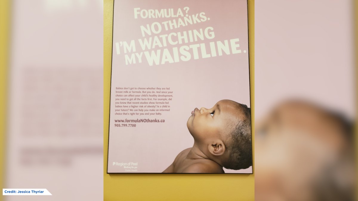 An Ontario hospital removed a "formula no thanks"poster after several mothers complained to public health. 