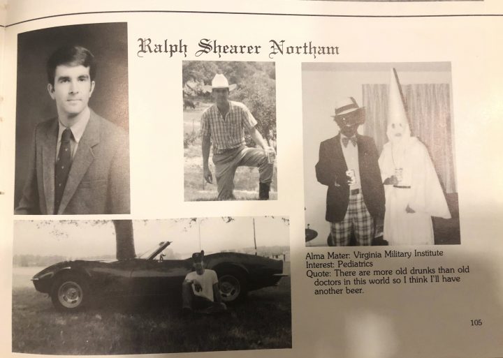 This image shows Virginia Gov. Ralph Northam’s page in his 1984 Eastern Virginia Medical School yearbook.