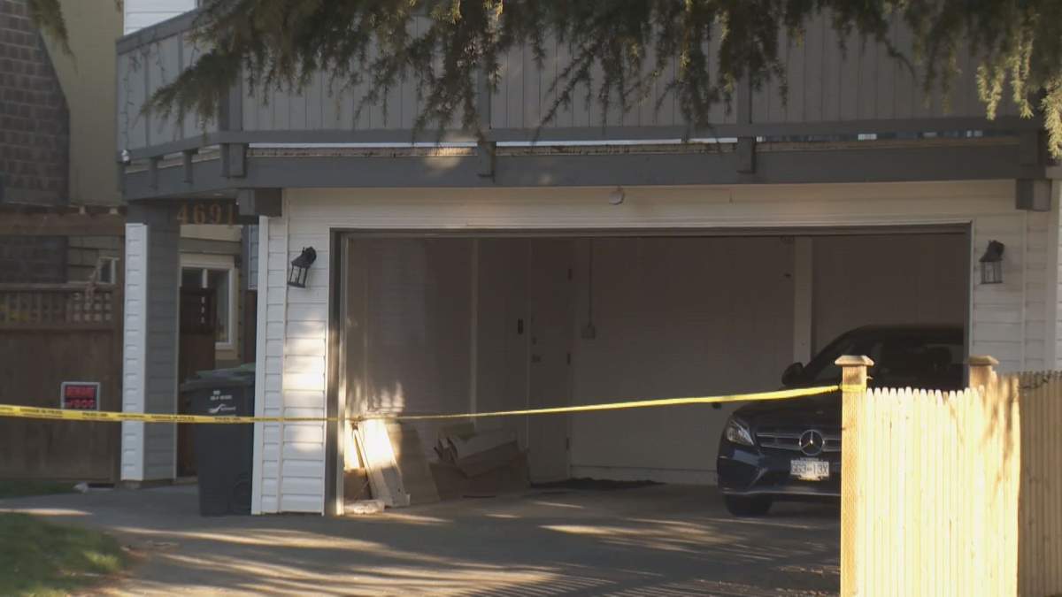 Richmond RCMP on scene at a home on Princeton Avenue Wednesday. Credit: Global News