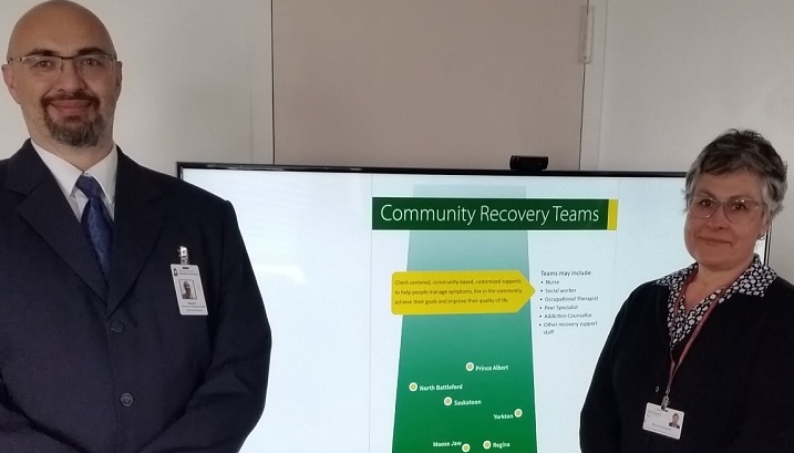 Robert Stephenson, director for mental health and addictions South East, and Theresa Girardin, supervisor mental health & addictions recovery services, in Weyburn for the official launch of their new Community Recovery Team.