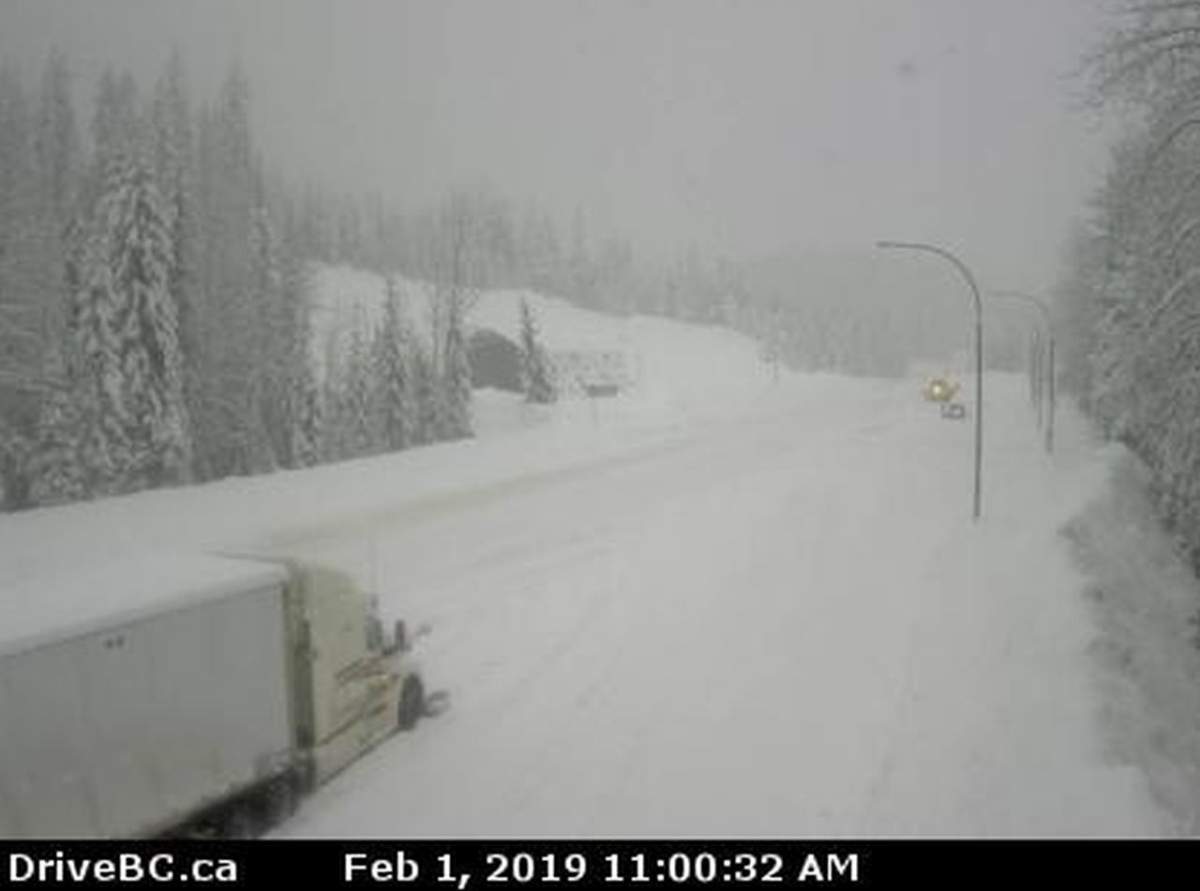 DriveBC webcam at Albert Canyon, about 30 km east of Revelstoke.