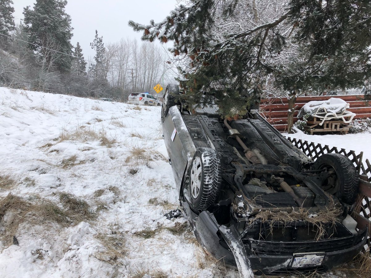 One person was inside the vehicle when it went off the road Tuesday morning. 