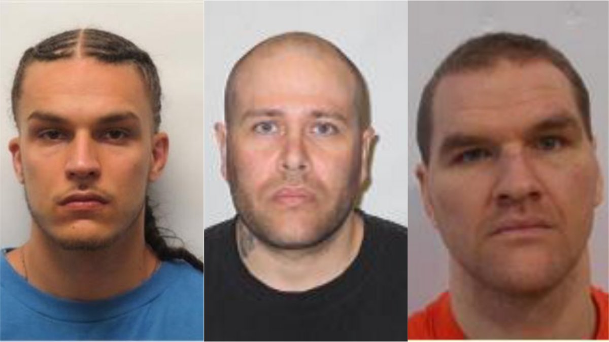 Saint John Police Force says they have issued warrants for three people who are unlawfully at large. (L-R) Nico Soubliere, James Burnside, and Darren Brent Snell. 