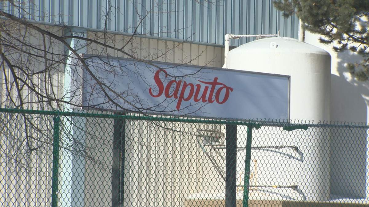 A sign at the Saputo plant in Saint John on Feb. 28, 2019.