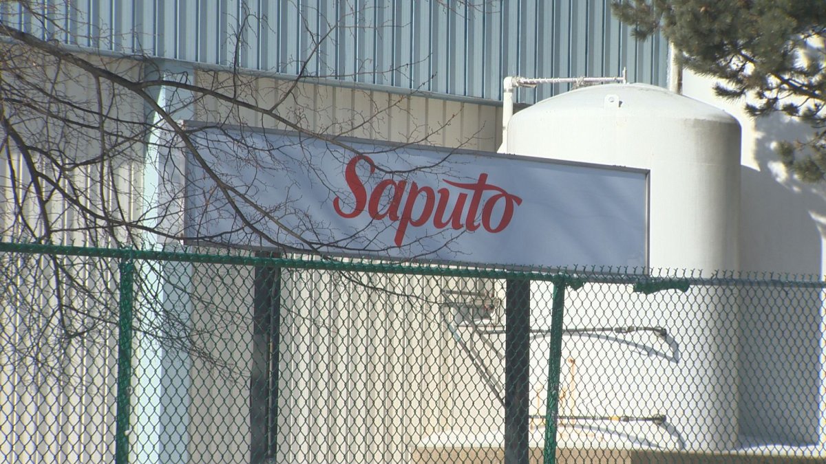 A sign at the Saputo plant in Saint John on Feb. 28, 2019.