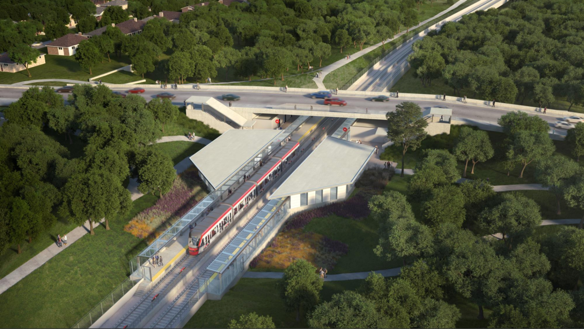 An artist's rendering of the Iris LRT station, part of the planned Stage 2 extension of Ottawa's O-Train network.