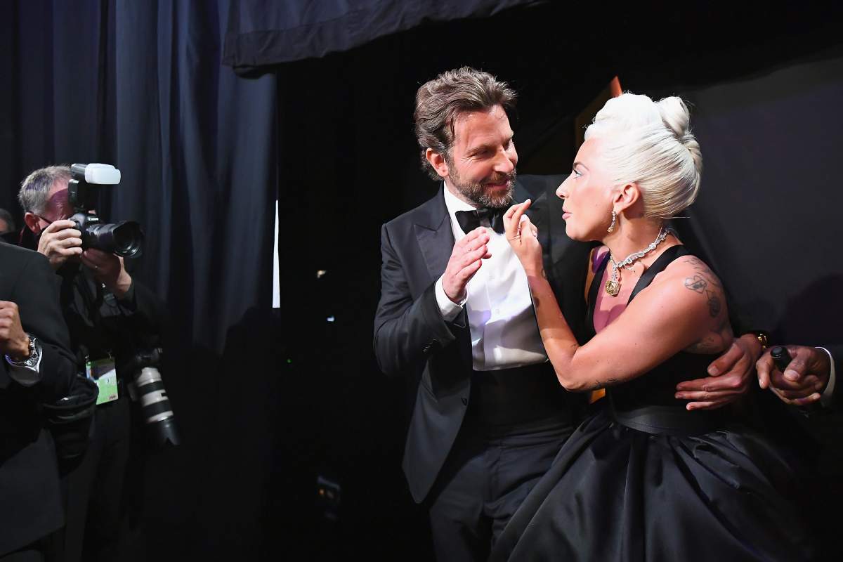 Bradley Cooper and Lady Gaga pose backstage during the 91st Annual Academy Awards at the Dolby Theatre on Feb.24, 2019, in Hollywood, Calif.