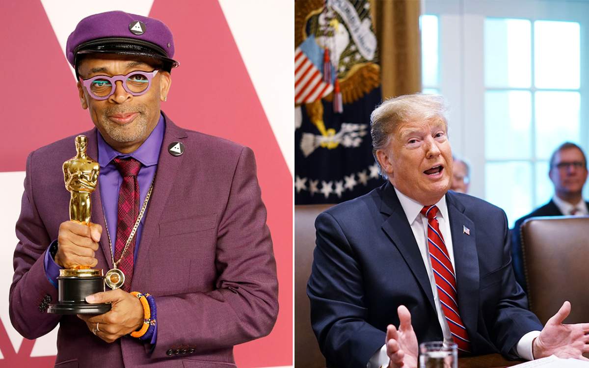 (L-R): Spike Lee and Donald Trump.