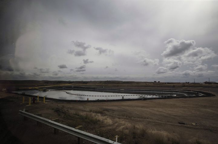 A tailings pond at Suncor Fort Hills in Fort McMurray Alta, on Monday September 10, 2018.