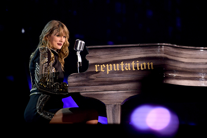 Taylor Swift performs onstage during the reputation Stadium Tour in 2018.