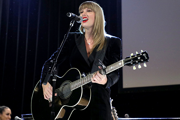Taylor Swift performs during the 2018 Ally Coalition Talent Show at Town Hall on Dec. 5, 2018, in New York City.
