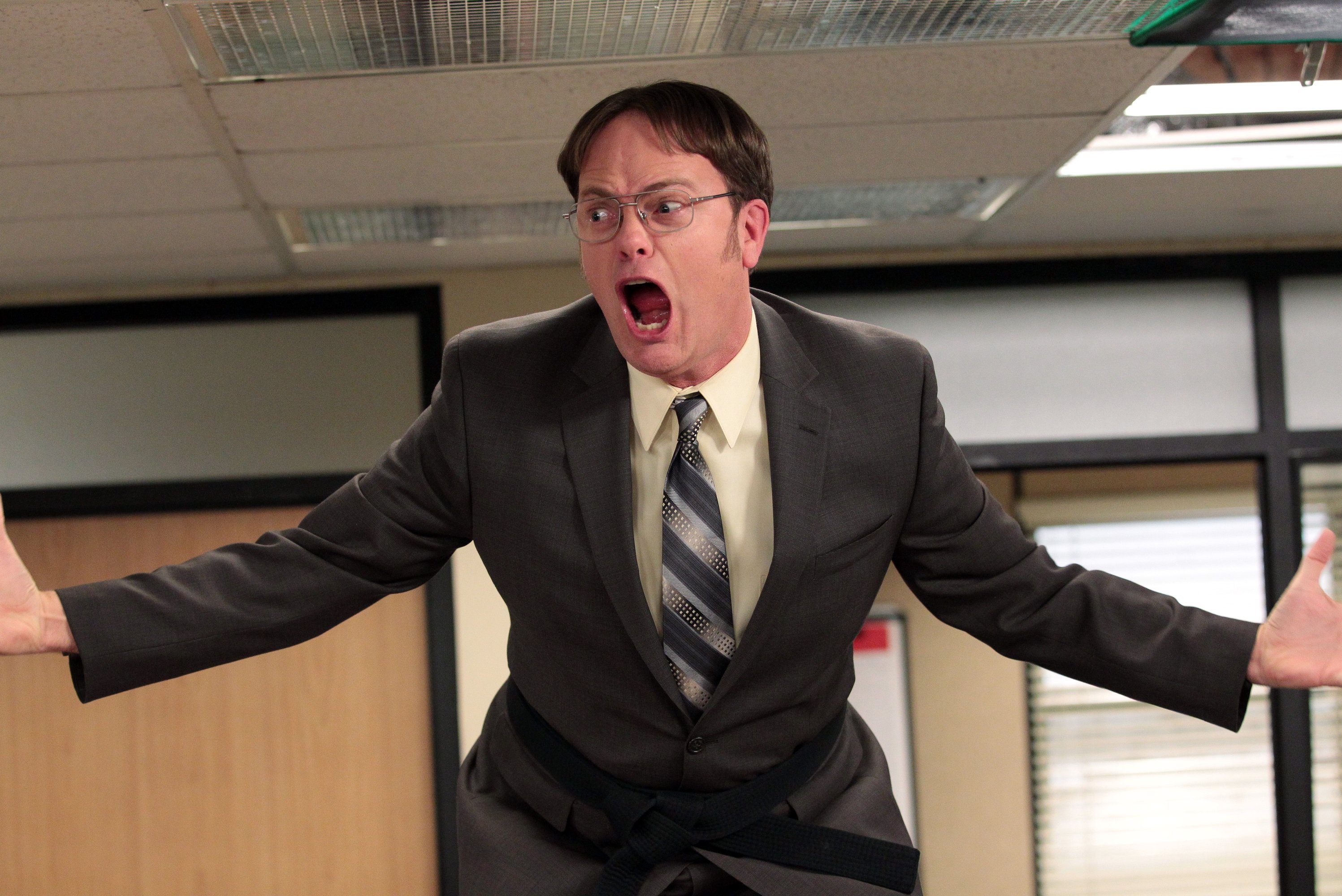 Actor Rainn Wilson as Dwight Schrute in "Livin' The Dream" Episode 921 of The Office.