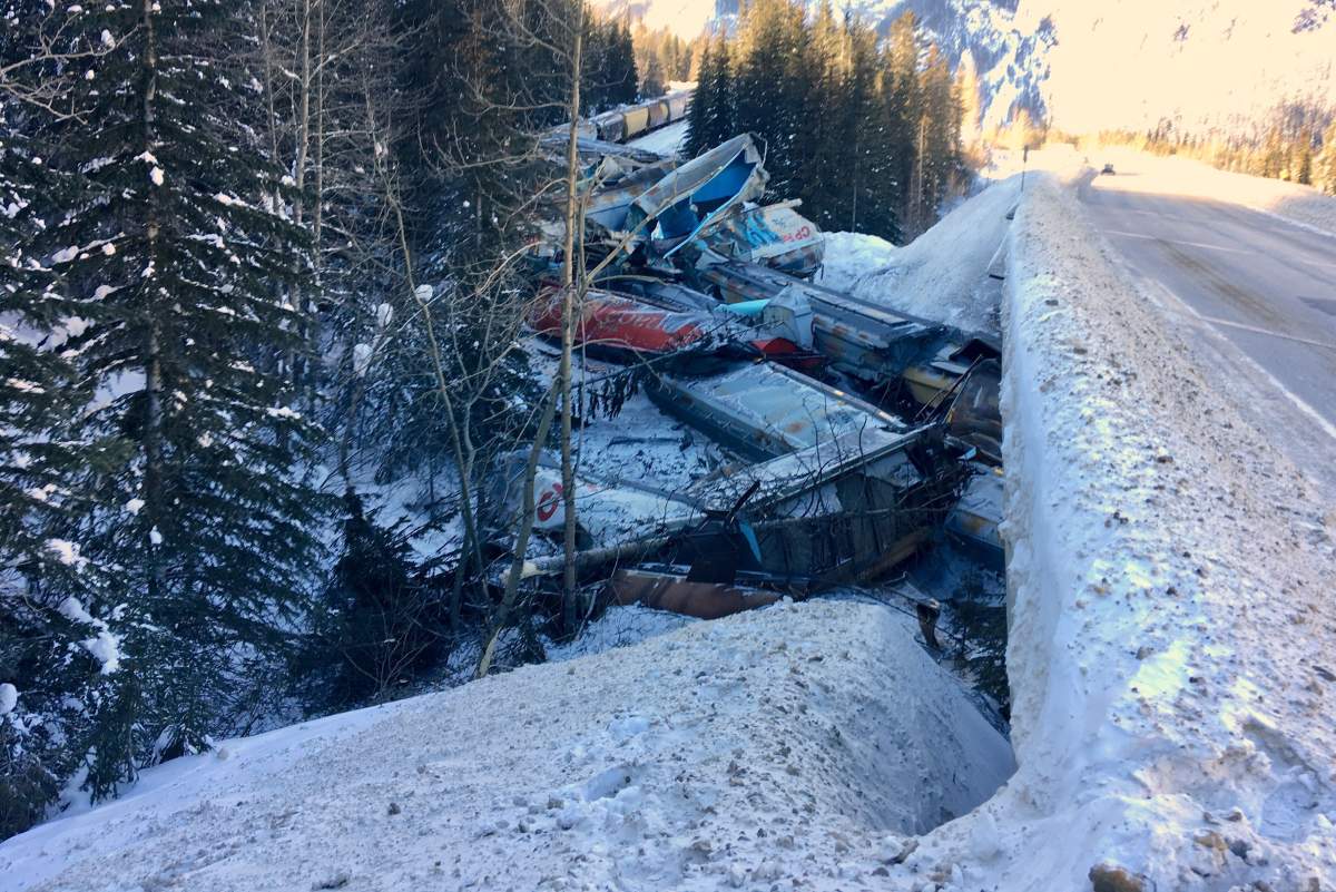Three Canadian Pacific Railway employees were killed after their westbound freight train derailed and plunged into the Kicking Horse River east of Field, B.C., early Monday, February 4, 2019.