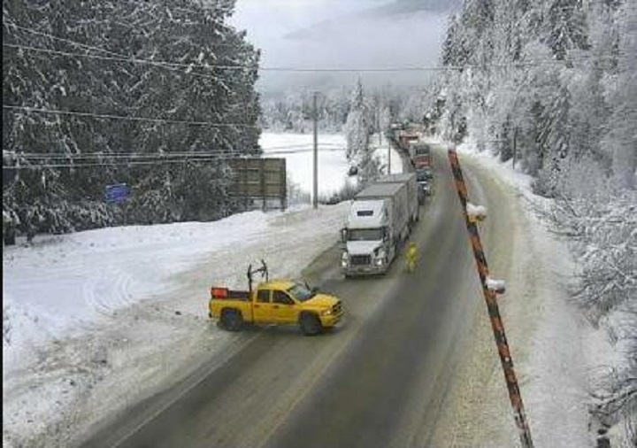 A section of the Trans-Canada Highway approximately 27 kilometres west of Revelstoke is closed because of avalanche control.