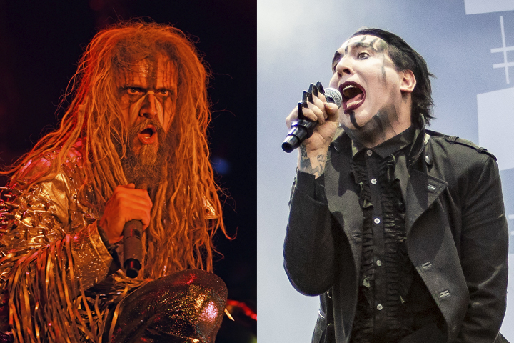 (L-R) Rob Zombie and Marilyn Manson performing live.