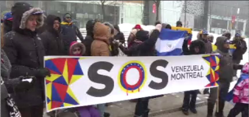 Venezuelan Montrealers hold rally in support of Juan Guaido. Saturday February 2, 2019.