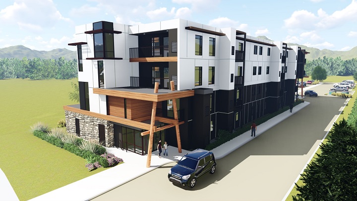 An artist’s concept of what a new, affordable housing project, called Thunderbird Manor, in Vernon will look like.