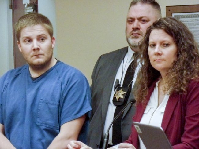 In a February 27, 2018 file photo, Brian Campbell, left, appears in Dane County court in Madison, Wisconsin with his lawyer.