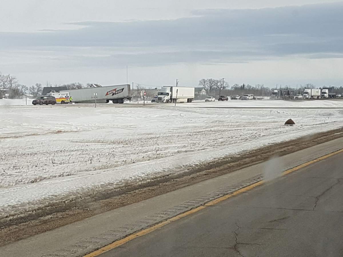 Vehicles were backed up along the TransCanada Highway near Headingley after a collision closed westbound lanes.