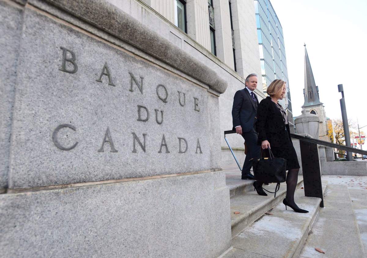 Bank of Canada Governor Stephen Poloz and Carolyn Wilkins, Senior Deputy Governor, walk to the National Press Gallery in Ottawa on October 25, 2017. 