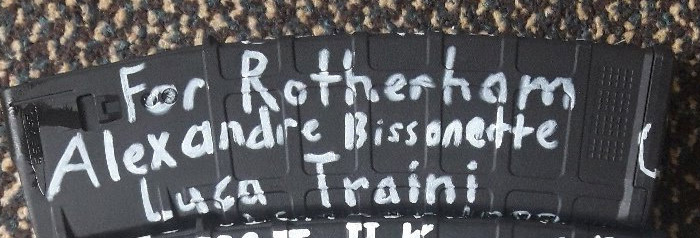 Ammunition is seen in this undated photo posted on Twitter on March 12, 2019, by the apparent gunman who attacked a mosque in Christchurch, New Zealand.