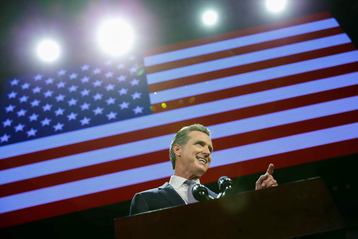California Democratic gubernatorial candidate Gavin Newsom speaks after  being elected governor of the state during an election  night party in Los Angeles, California, U.S. November 6, 2018.   