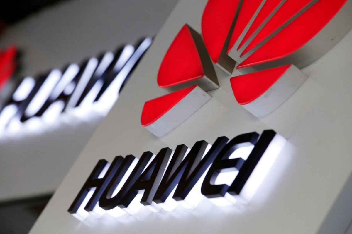 Logos of Huawei are pictured outside its shop in Beijing, China, February 28, 2019. 