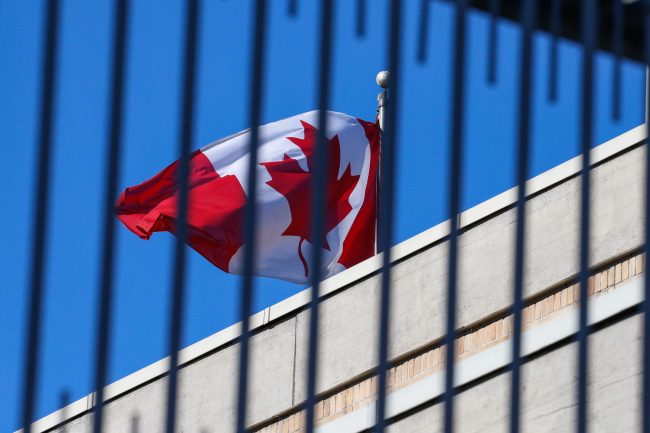A Canadian flag flies at the Canadian embassy in Beijing, China, Jan. 15, 2019. 